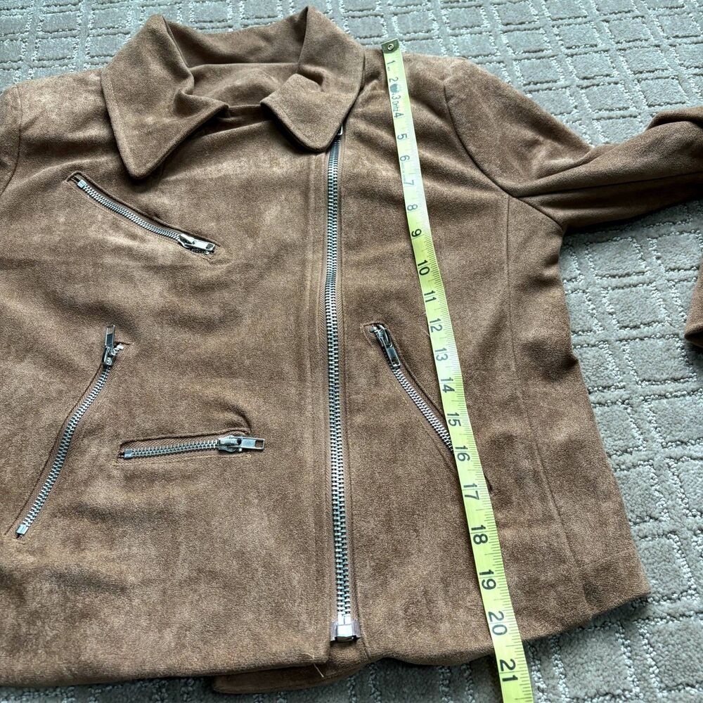 Lulus Suede With Love Moto Zipper Jacket Womens Size Large Biker Zipper Fall - Picture 8 of 11